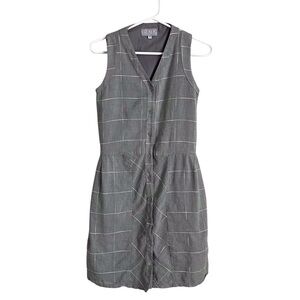 Liz Alig Grey Plaid Mini Dress Preppy Neutral Minimalist Fair Trade Women’s XS